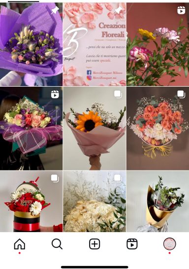 Variety of colorful flower bouquets and arrangements in a grid layout.